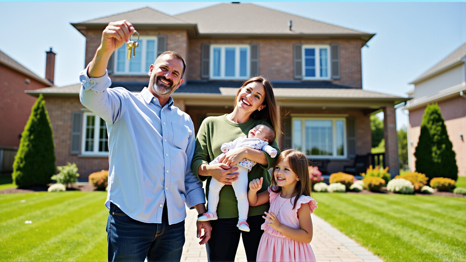 Family with new home keys